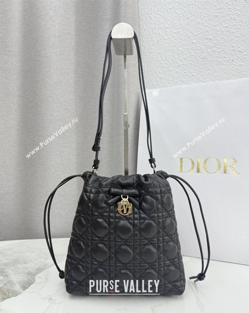Dior Adiorable Mini Bucket Bag in Cannage Lambskin Black 2026 S2611 (BF-260409069)