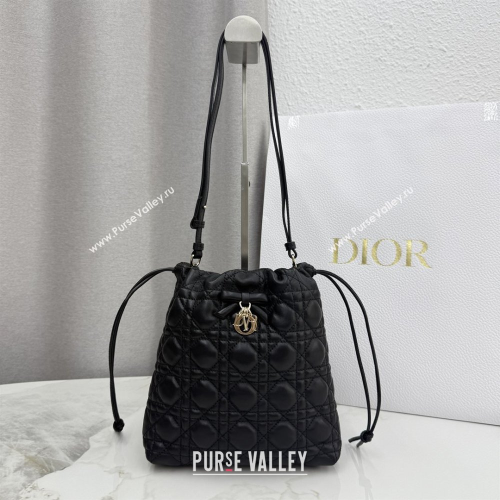 Dior Adiorable Mini Bucket Bag in Cannage Lambskin Black 2026 S2611 (BF-260409069)