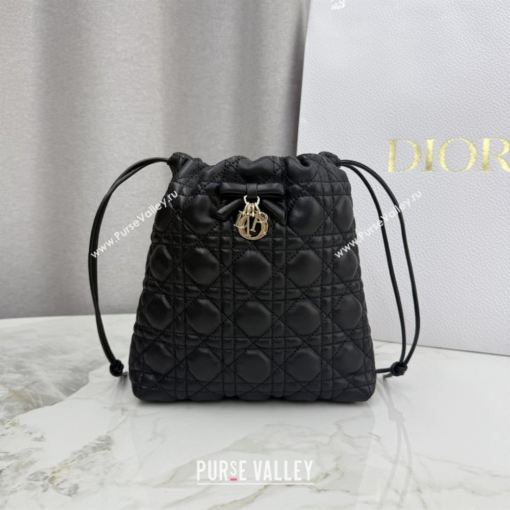 Dior Adiorable Mini Bucket Bag in Cannage Lambskin Black 2026 S2611 (BF-260409069)