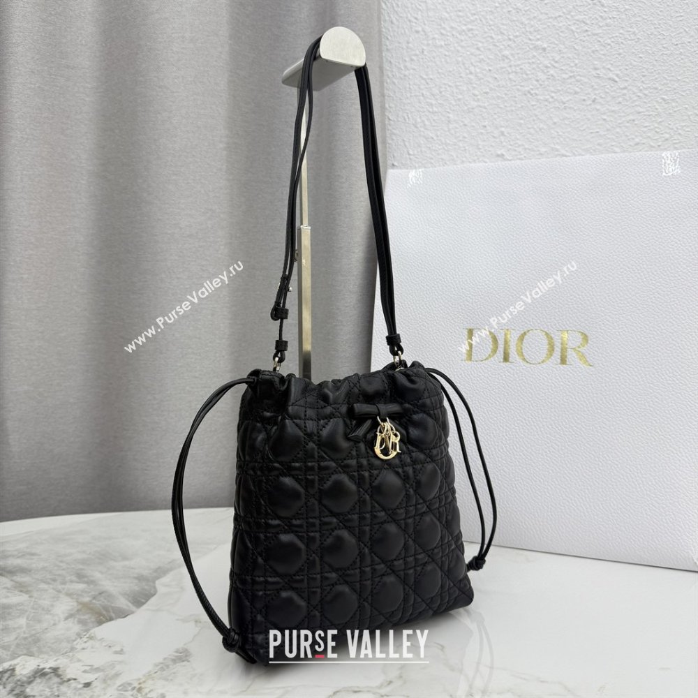 Dior Adiorable Mini Bucket Bag in Cannage Lambskin Black 2026 S2611 (BF-260409069)