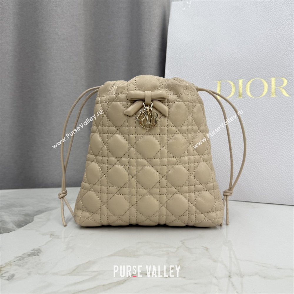 Dior Adiorable Mini Bucket Bag in Cannage Lambskin Beige 2026 S2611 (BF-260409065)