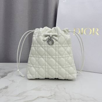 Dior Adiorable Mini Bucket Bag in Cannage Lambskin White 2026 S2611 (BF-260409070)