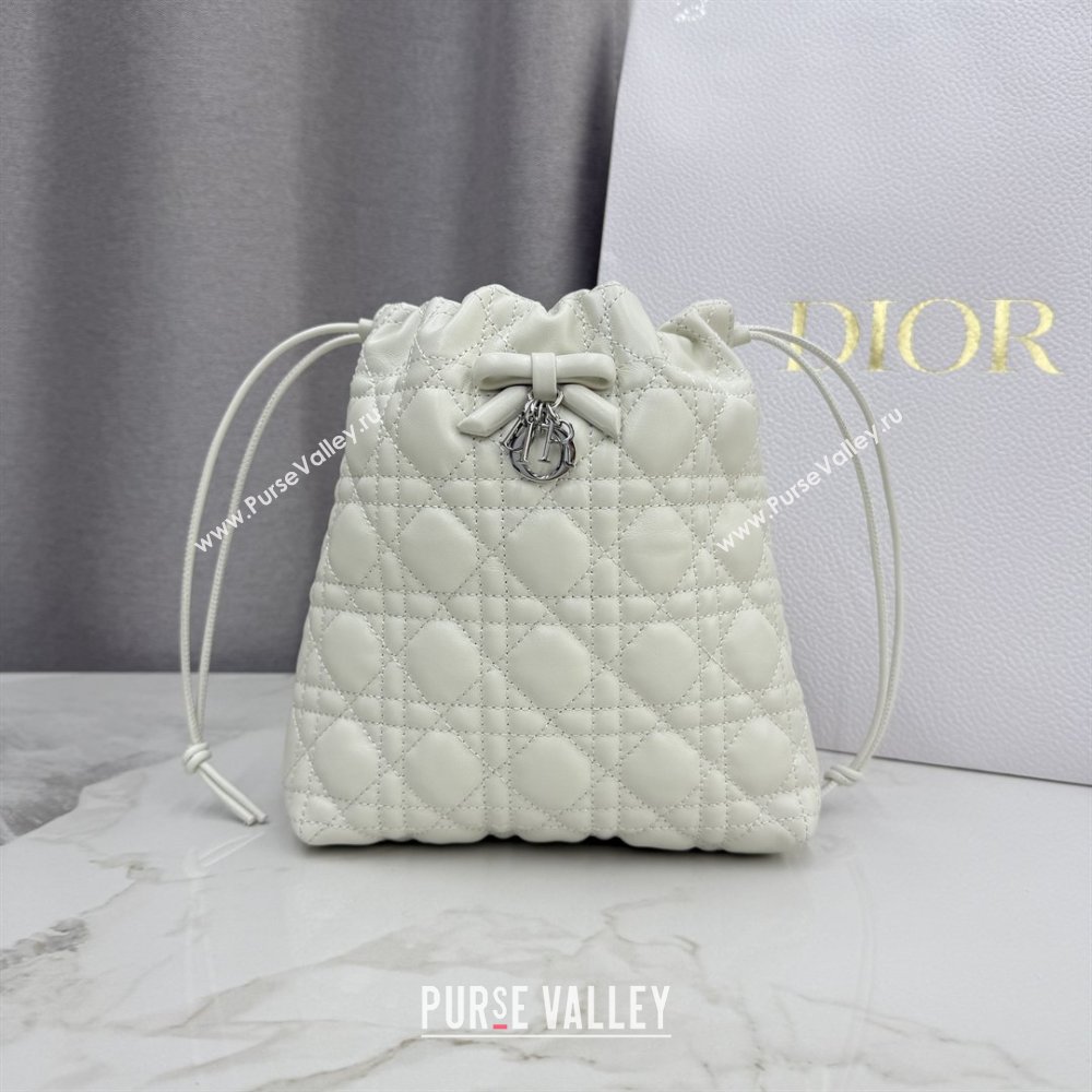 Dior Adiorable Mini Bucket Bag in Cannage Lambskin White 2026 S2611 (BF-260409070)