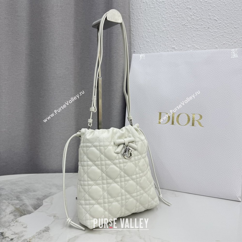 Dior Adiorable Mini Bucket Bag in Cannage Lambskin White 2026 S2611 (BF-260409070)