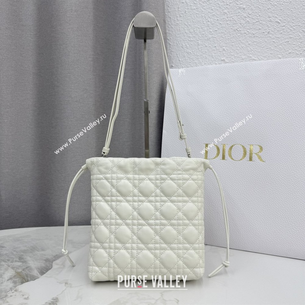 Dior Adiorable Mini Bucket Bag in Cannage Lambskin White 2026 S2611 (BF-260409070)