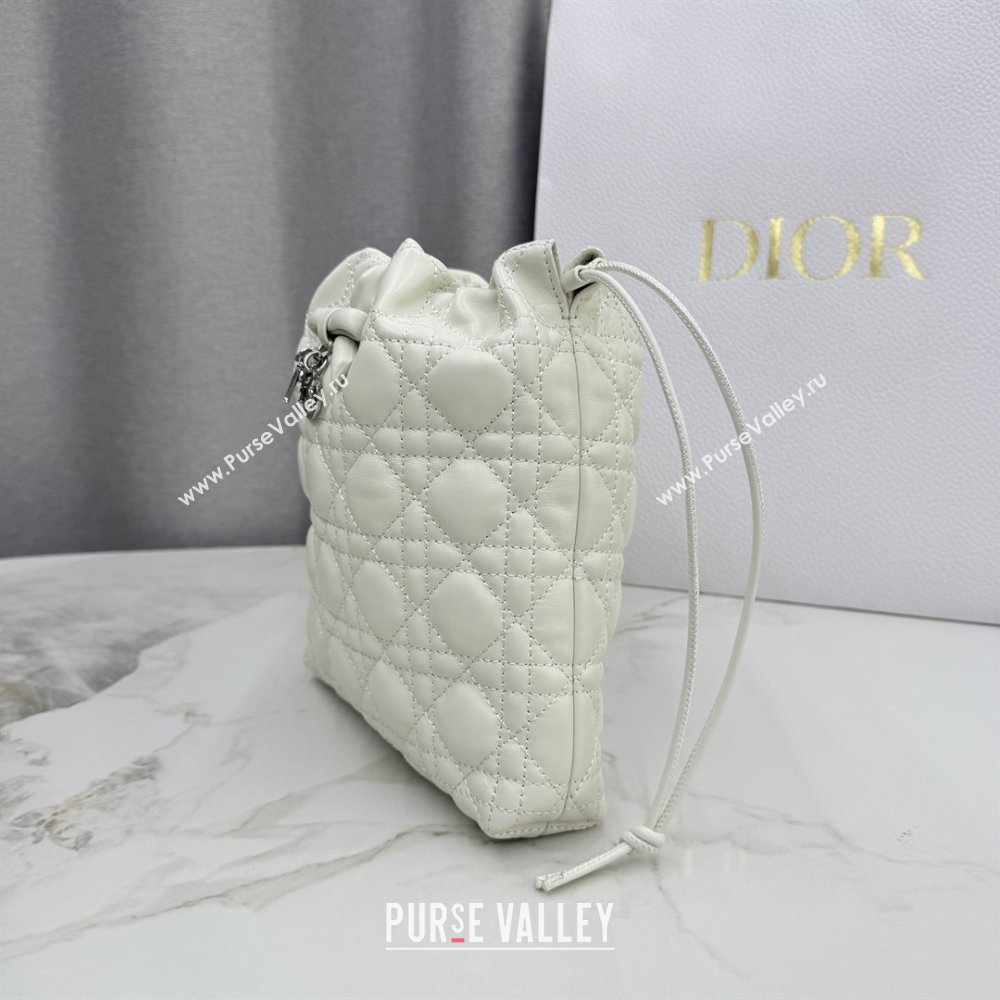 Dior Adiorable Mini Bucket Bag in Cannage Lambskin White 2026 S2611 (BF-260409070)