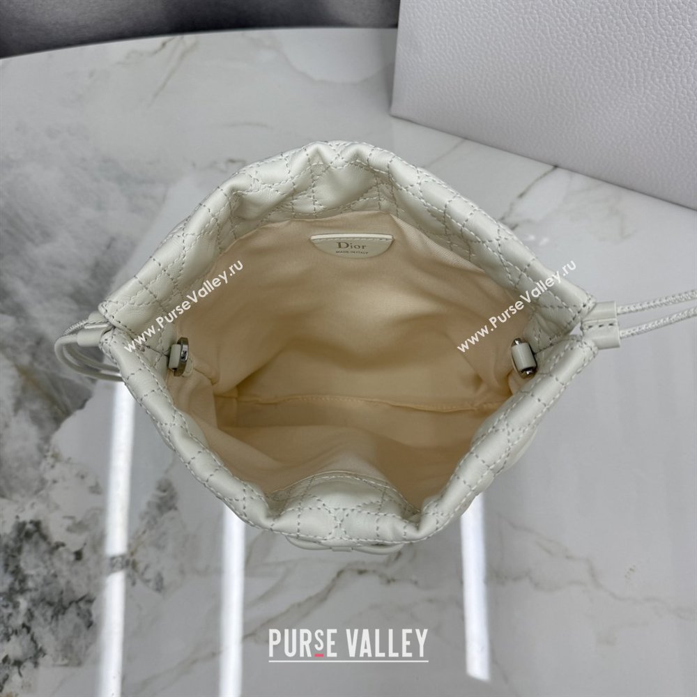 Dior Adiorable Mini Bucket Bag in Cannage Lambskin White 2026 S2611 (BF-260409070)