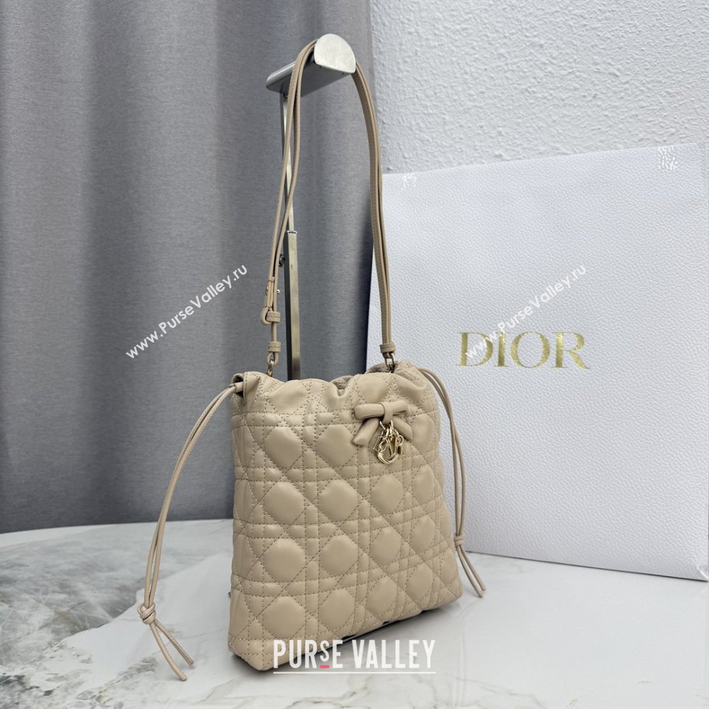 Dior Adiorable Mini Bucket Bag in Cannage Lambskin Beige 2026 S2611 (BF-260409065)