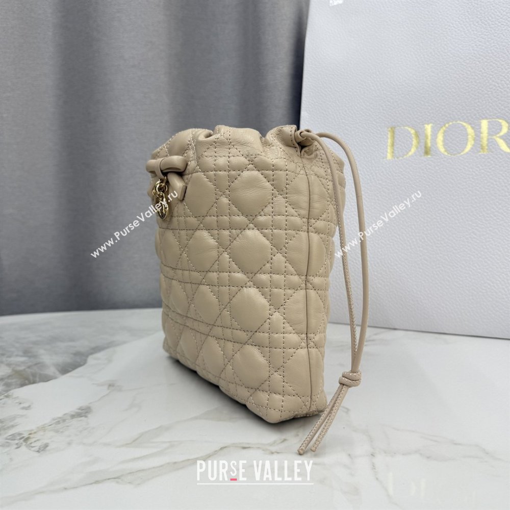 Dior Adiorable Mini Bucket Bag in Cannage Lambskin Beige 2026 S2611 (BF-260409065)