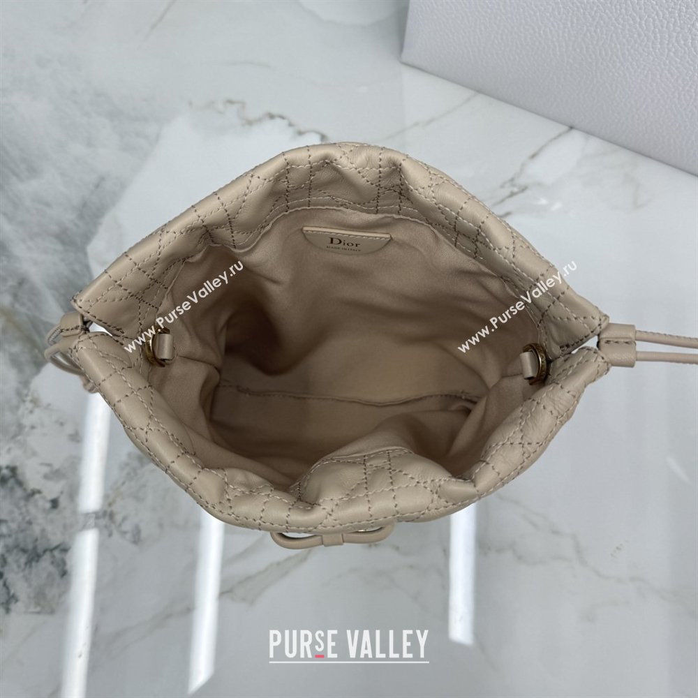 Dior Adiorable Mini Bucket Bag in Cannage Lambskin Beige 2026 S2611 (BF-260409065)
