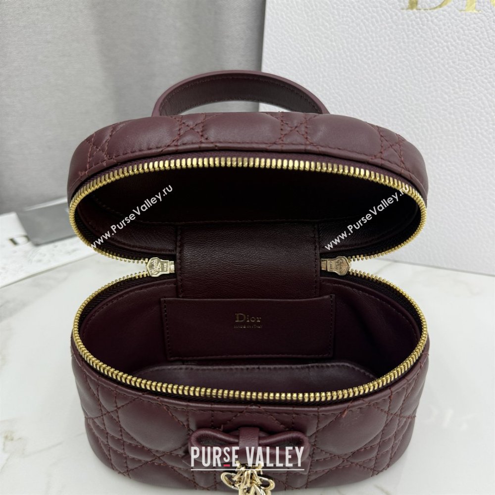 Dior Mini Vanity Bag in Cannage Lambskin Dark Burgundy 2026 S2603 (BF-260409071)