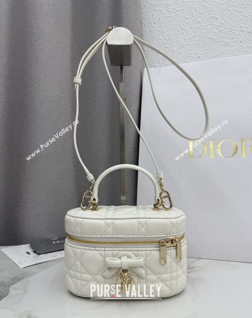 Dior Mini Vanity Bag in Cannage Lambskin White 2026 S2603 (BF-260409073)