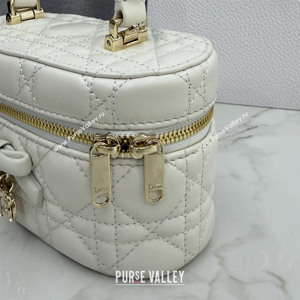 Dior Mini Vanity Bag in Cannage Lambskin White 2026 S2603 (BF-260409073)