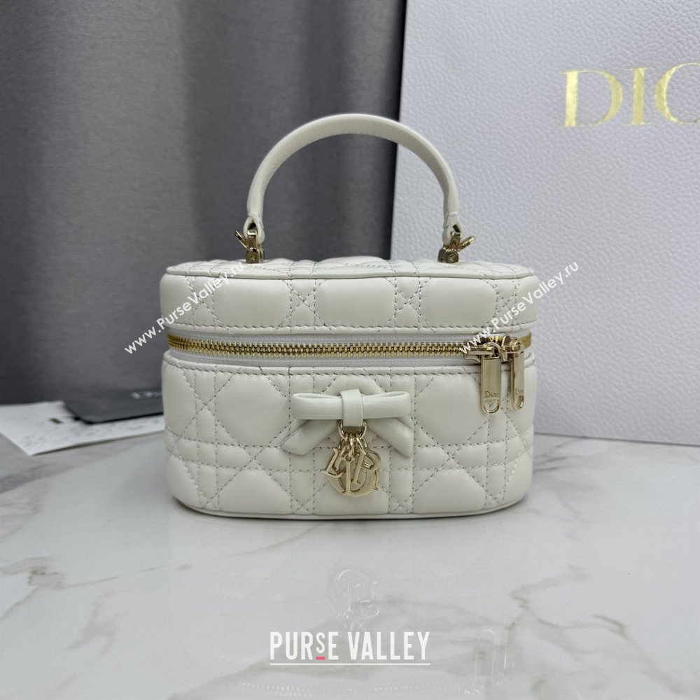 Dior Mini Vanity Bag in Cannage Lambskin White 2026 S2603 (BF-260409073)