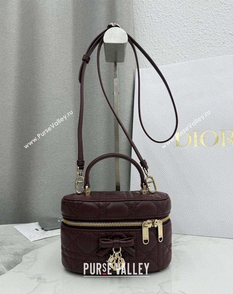 Dior Mini Vanity Bag in Cannage Lambskin Dark Burgundy 2026 S2603 (BF-260409071)
