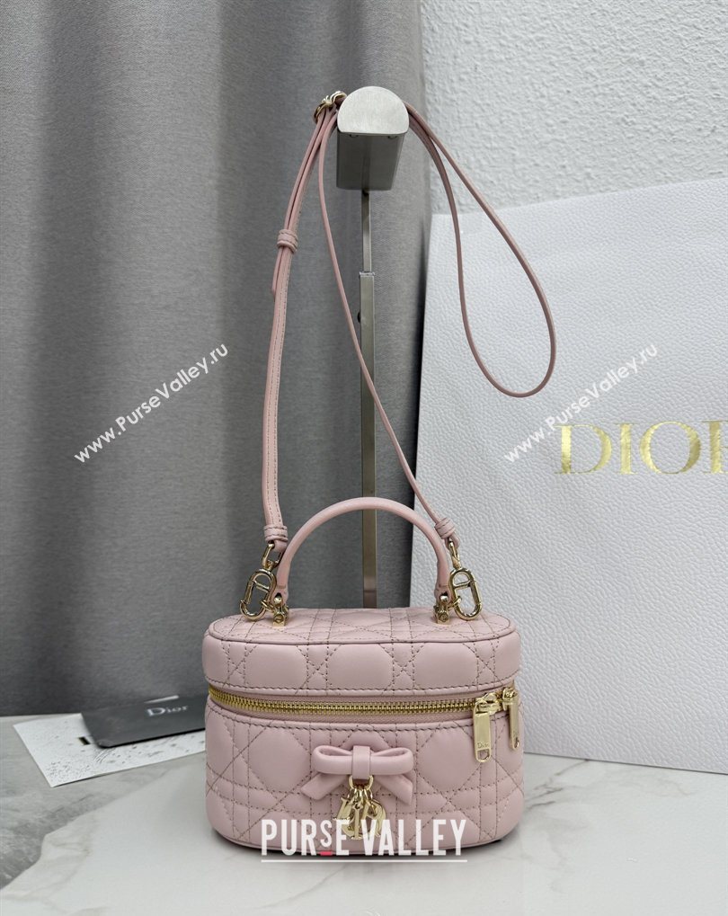 Dior Mini Vanity Bag in Cannage Lambskin Rose Soupir Pink 2026 S2603 (BF-260409075)