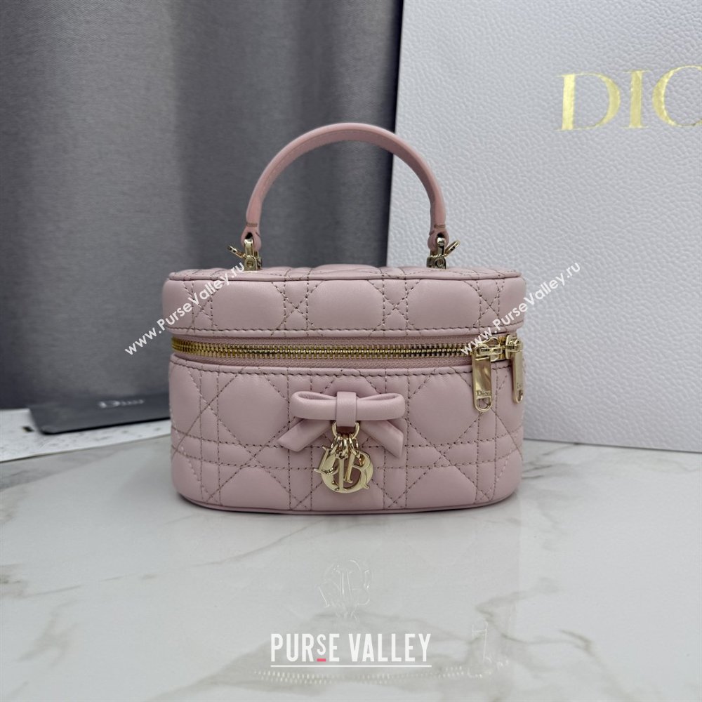 Dior Mini Vanity Bag in Cannage Lambskin Rose Soupir Pink 2026 S2603 (BF-260409075)