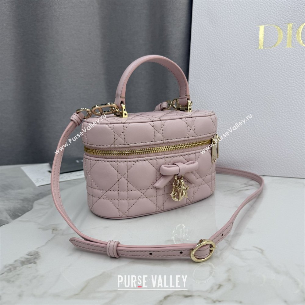 Dior Mini Vanity Bag in Cannage Lambskin Rose Soupir Pink 2026 S2603 (BF-260409075)