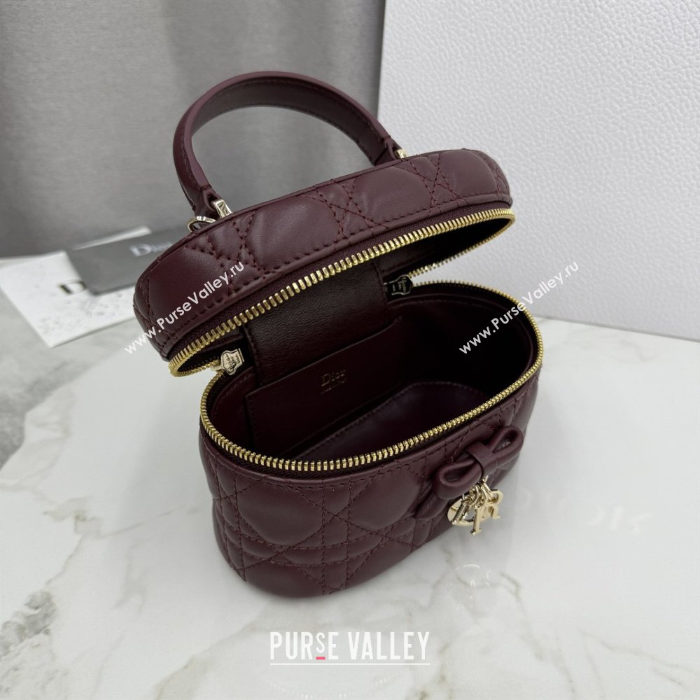 Dior Mini Vanity Bag in Cannage Lambskin Dark Burgundy 2026 S2603 (BF-260409071)