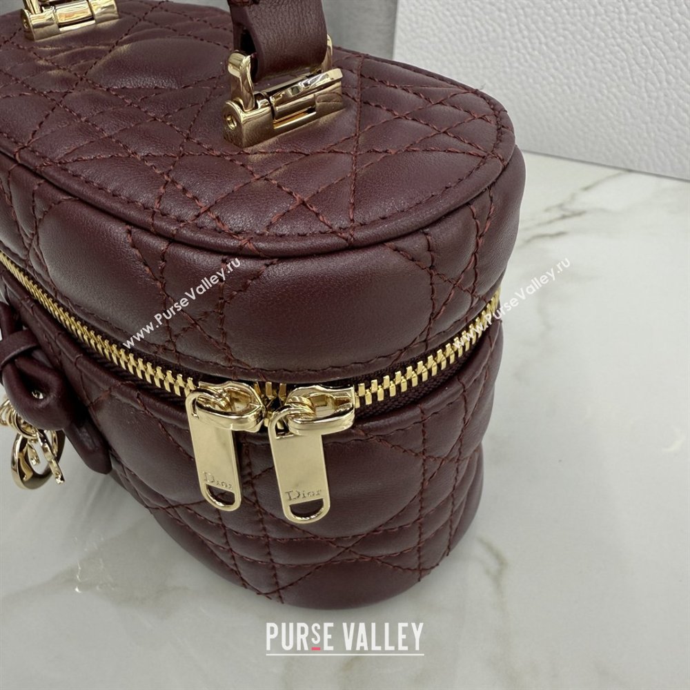 Dior Mini Vanity Bag in Cannage Lambskin Dark Burgundy 2026 S2603 (BF-260409071)