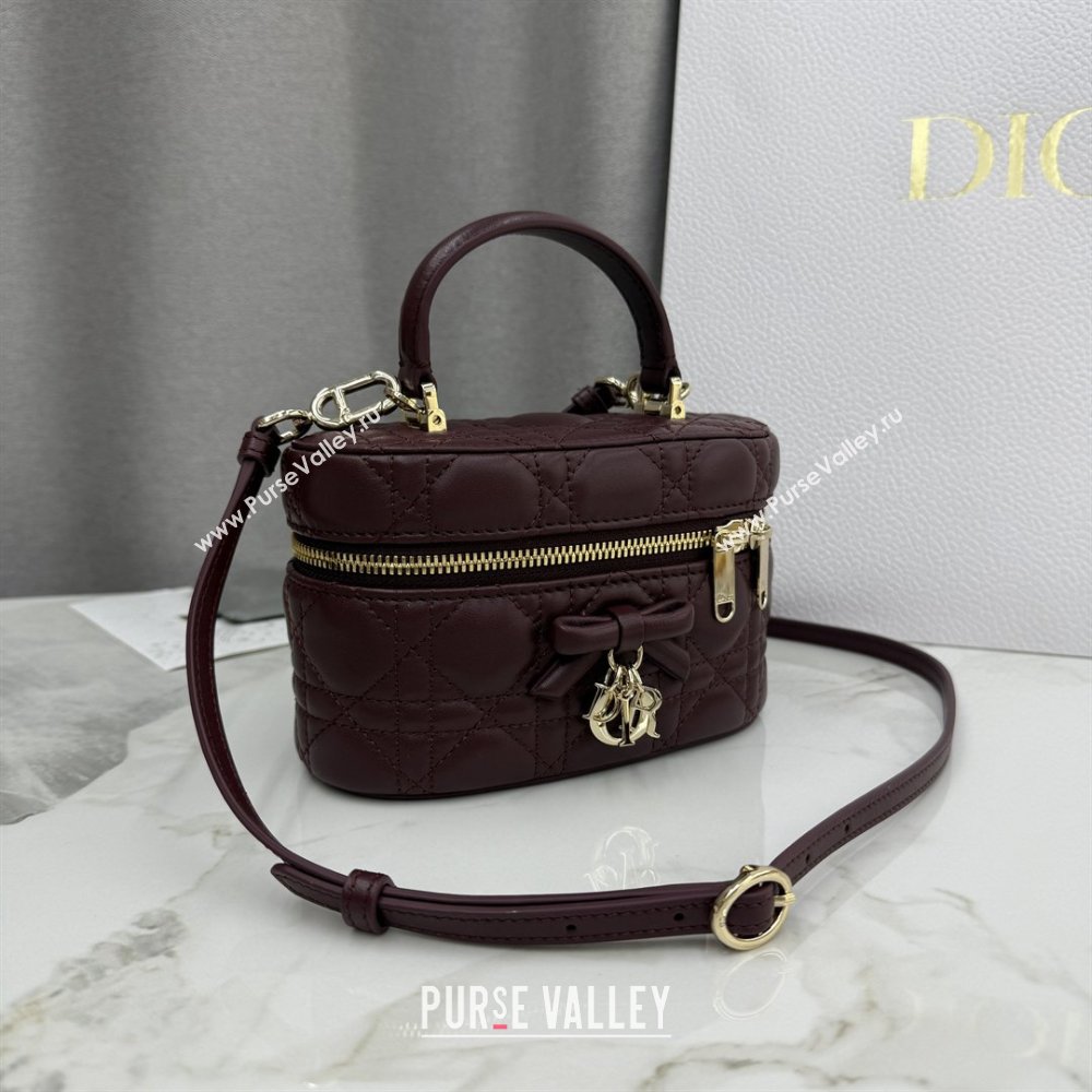 Dior Mini Vanity Bag in Cannage Lambskin Dark Burgundy 2026 S2603 (BF-260409071)