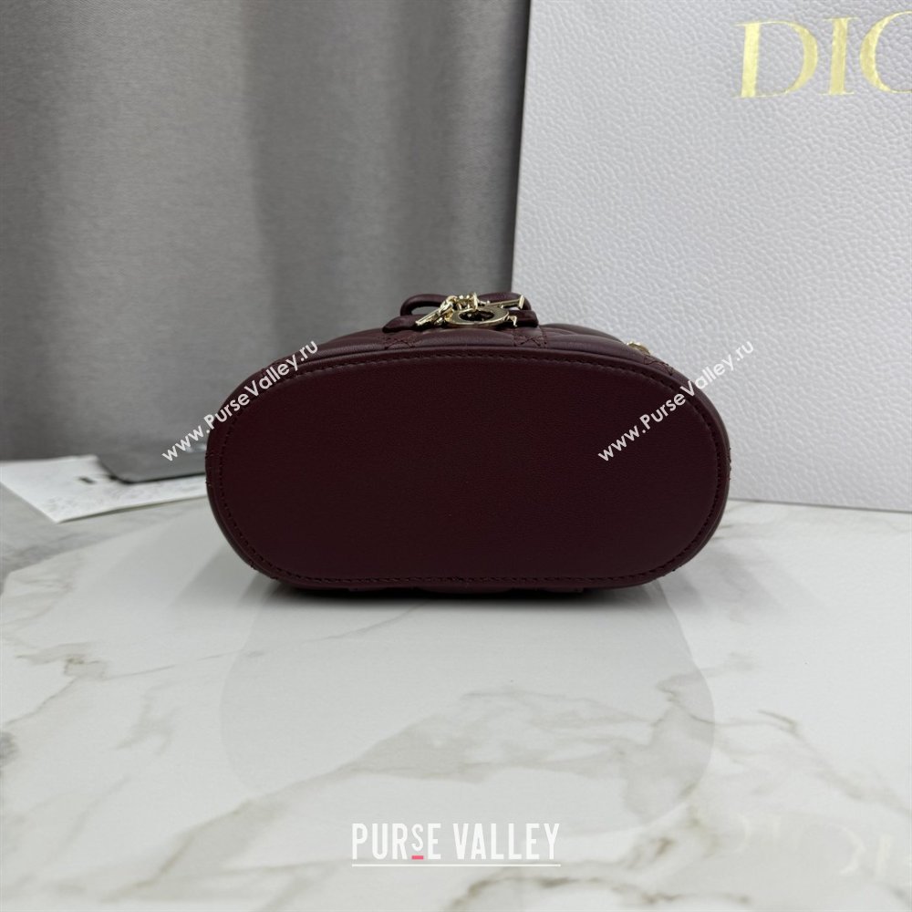 Dior Mini Vanity Bag in Cannage Lambskin Dark Burgundy 2026 S2603 (BF-260409071)