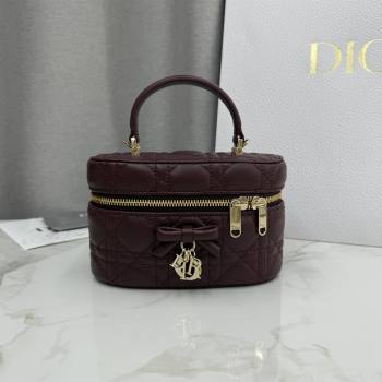 Dior Mini Vanity Bag in Cannage Lambskin Dark Burgundy 2026 S2603 (BF-260409071)