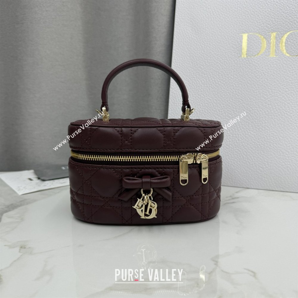 Dior Mini Vanity Bag in Cannage Lambskin Dark Burgundy 2026 S2603 (BF-260409071)