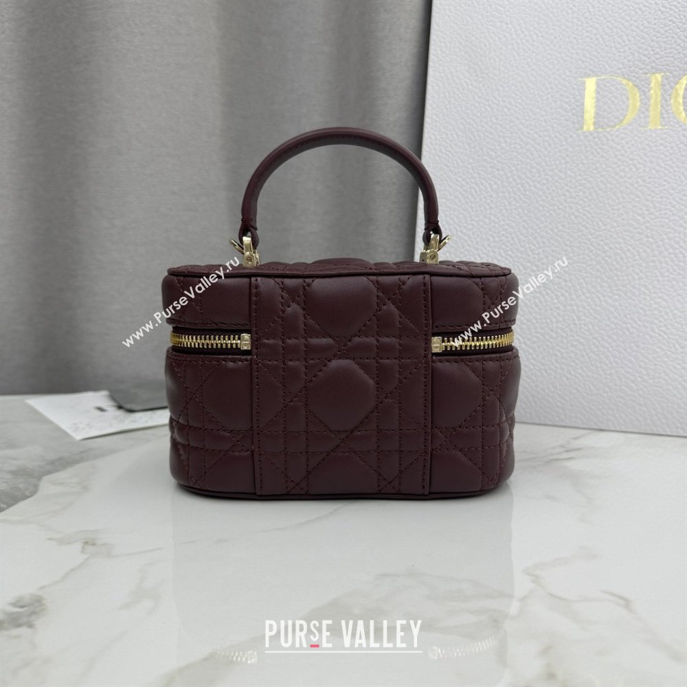 Dior Mini Vanity Bag in Cannage Lambskin Dark Burgundy 2026 S2603 (BF-260409071)