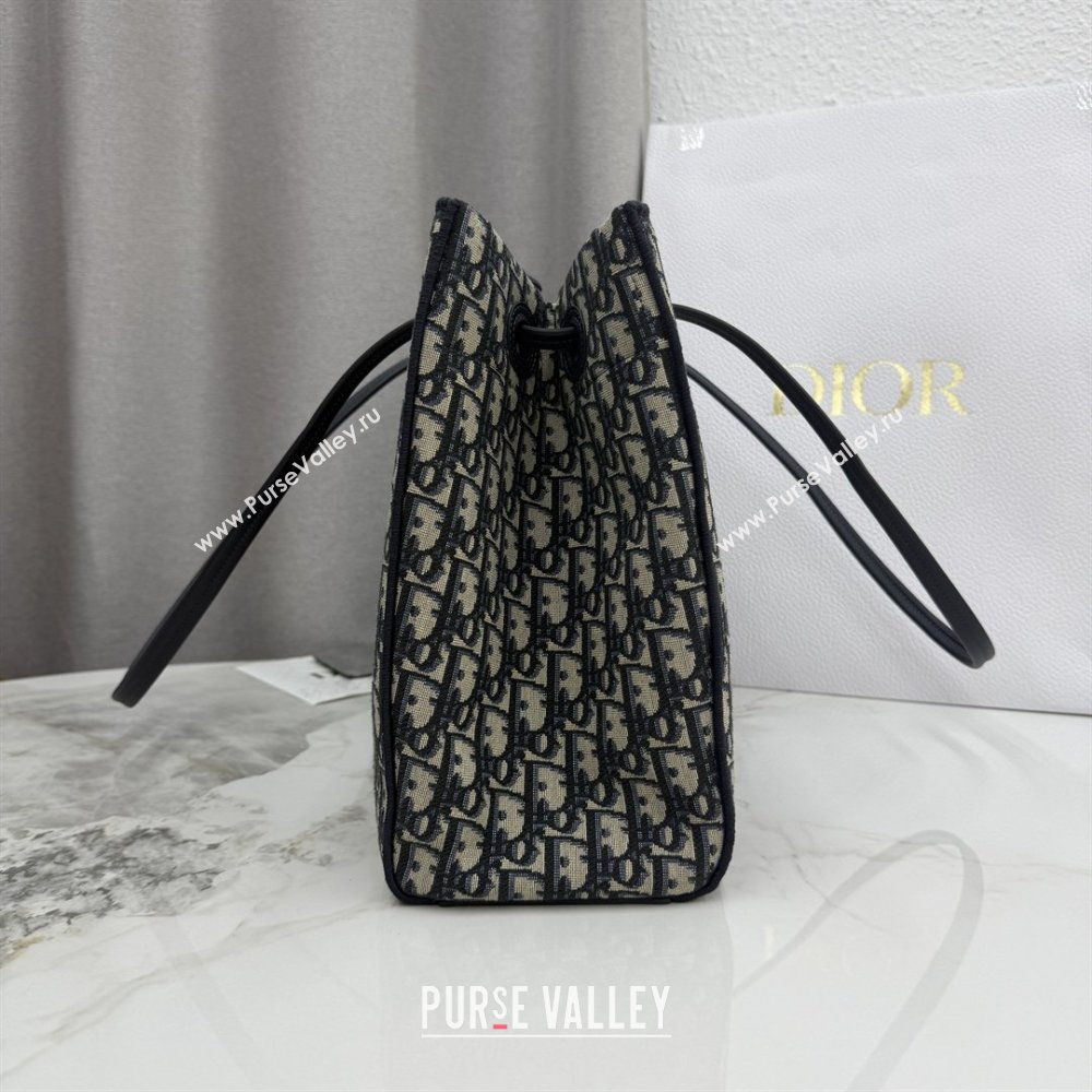 Dior Medium Dior Promenade Shopping Bag with Bow in Blue Dior Oblique Jacquard 2026 M1410 (BF-260409076)
