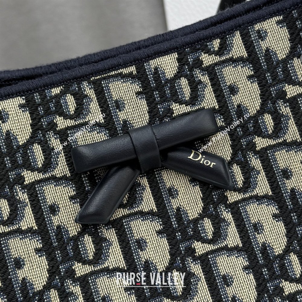Dior Small Dior Promenade Shopping Bag with Bow in Blue Dior Oblique Jacquard 2026 M1410 (BF-260409077)