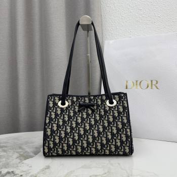 Dior Small Dior Promenade Shopping Bag with Bow in Blue Dior Oblique Jacquard 2026 M1410 (BF-260409077)
