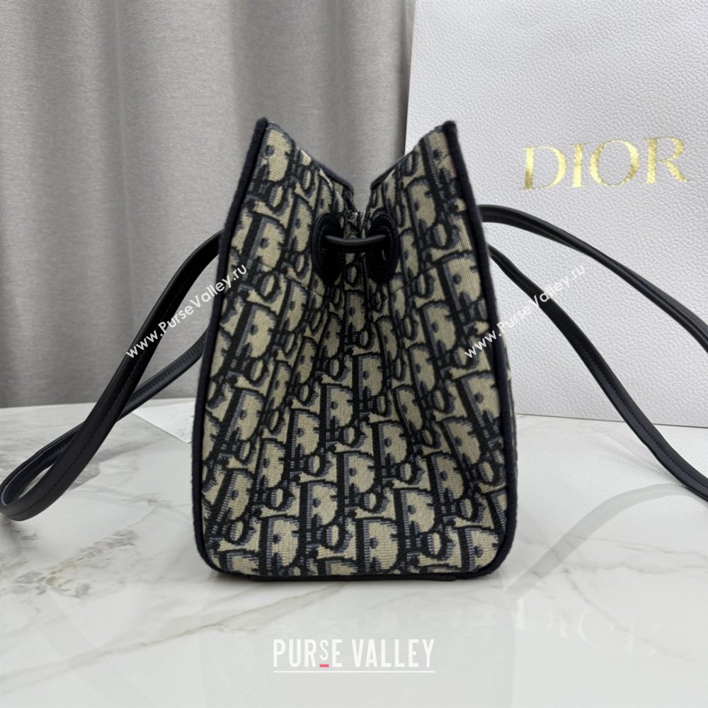 Dior Small Dior Promenade Shopping Bag with Bow in Blue Dior Oblique Jacquard 2026 M1410 (BF-260409077)