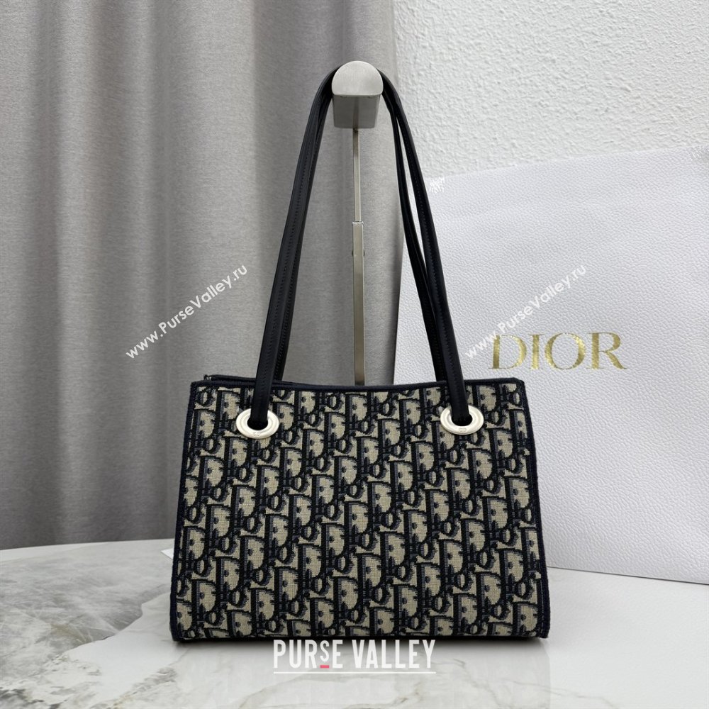 Dior Small Dior Promenade Shopping Bag with Bow in Blue Dior Oblique Jacquard 2026 M1410 (BF-260409077)