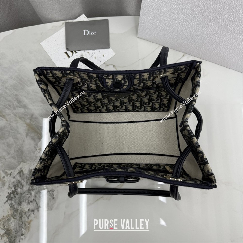 Dior Small Dior Promenade Shopping Bag with Bow in Blue Dior Oblique Jacquard 2026 M1410 (BF-260409077)