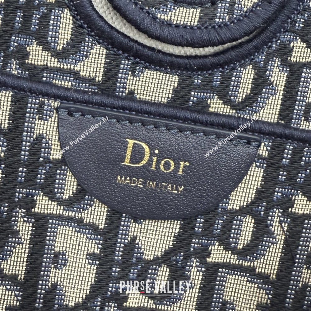 Dior Small Dior Promenade Shopping Bag with Bow in Blue Dior Oblique Jacquard 2026 M1410 (BF-260409077)