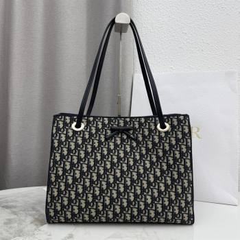 Dior Medium Dior Promenade Shopping Bag with Bow in Blue Dior Oblique Jacquard 2026 M1410 (BF-260409076)