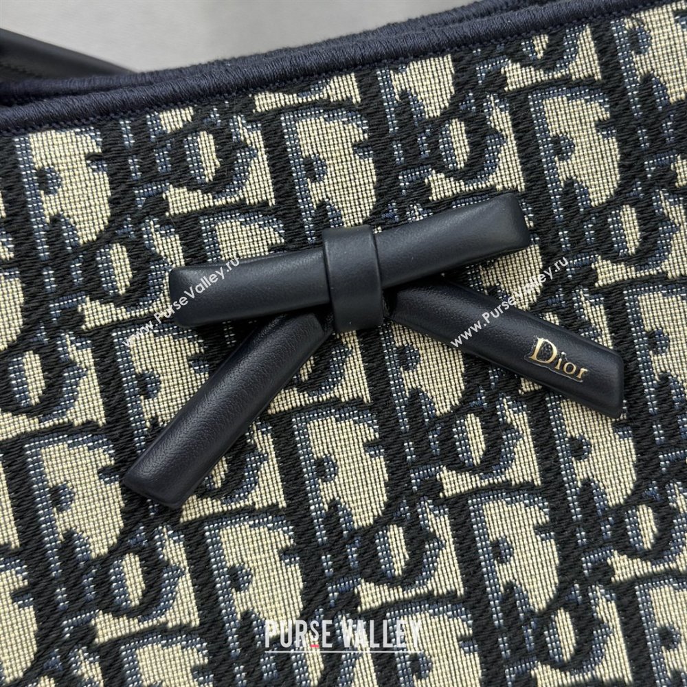 Dior Medium Dior Promenade Shopping Bag with Bow in Blue Dior Oblique Jacquard 2026 M1410 (BF-260409076)