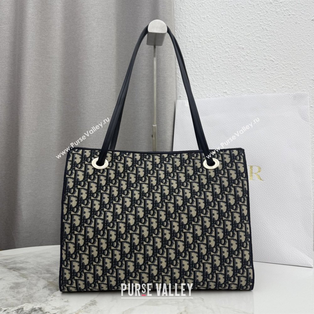 Dior Medium Dior Promenade Shopping Bag with Bow in Blue Dior Oblique Jacquard 2026 M1410 (BF-260409076)