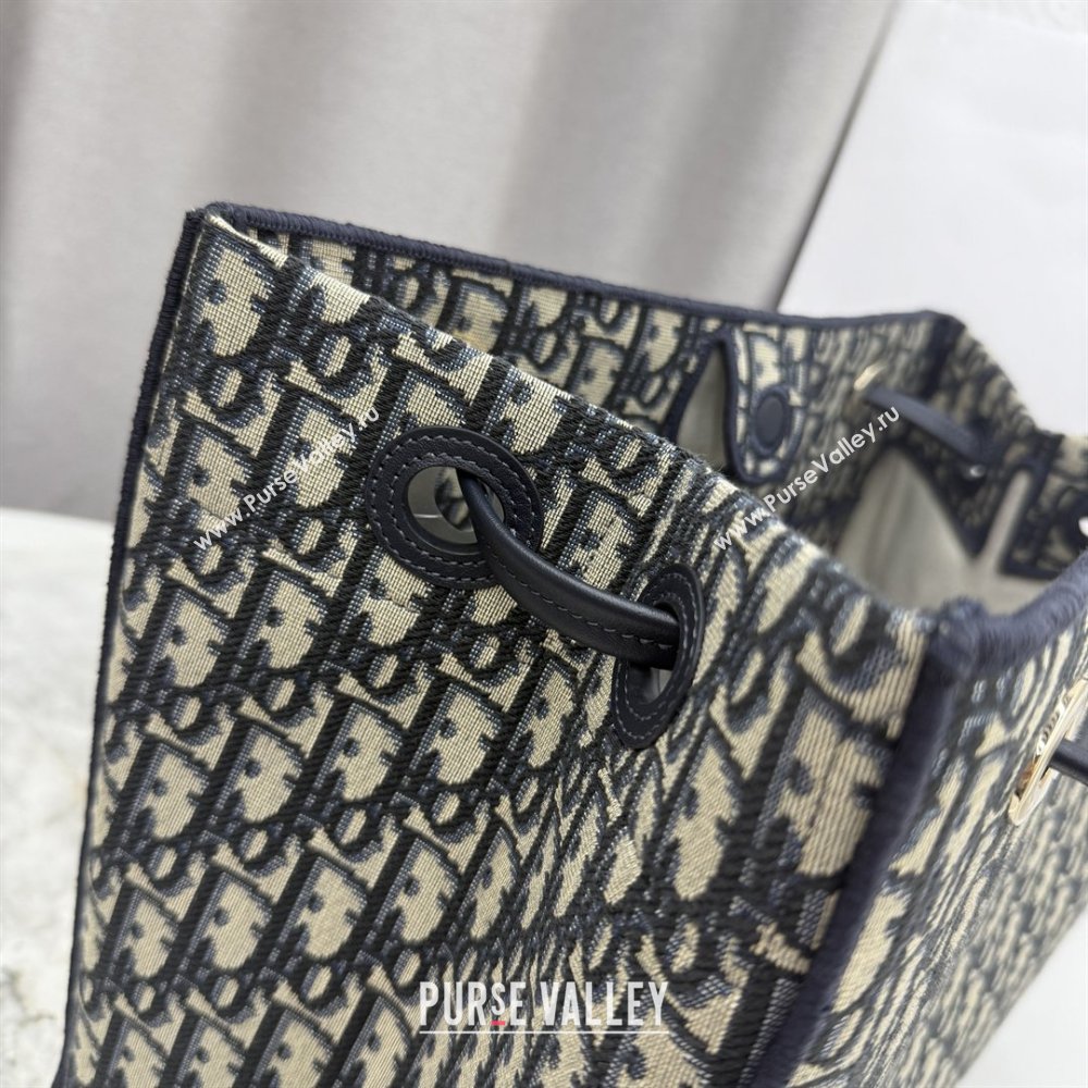 Dior Medium Dior Promenade Shopping Bag with Bow in Blue Dior Oblique Jacquard 2026 M1410 (BF-260409076)