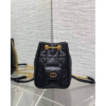 Dior Mini Caro Multicarry Backpack Bag in Macrocannage Lambskin Black 2025 M3375 (XXG-250806018)