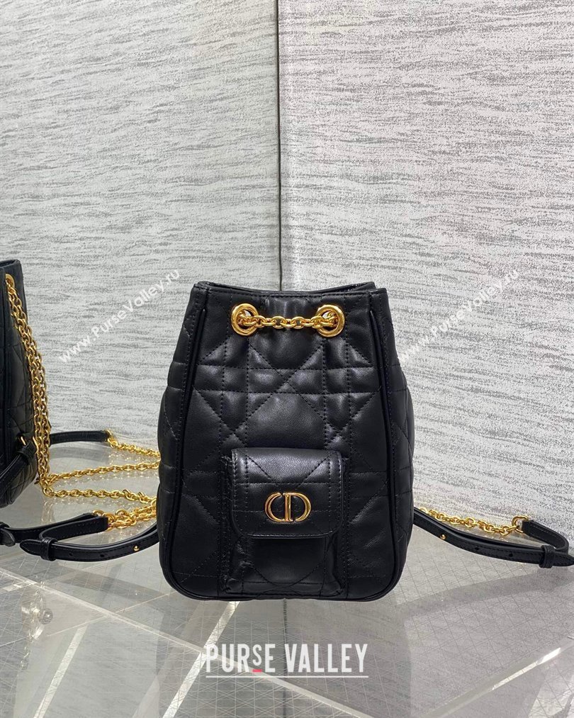 Dior Mini Caro Multicarry Backpack Bag in Macrocannage Lambskin Black 2025 M3375 (XXG-250806018)