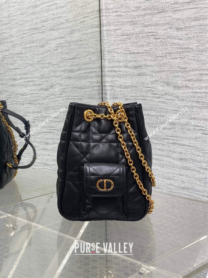 Dior Mini Caro Multicarry Backpack Bag in Macrocannage Lambskin Black 2025 M3375 (XXG-250806018)