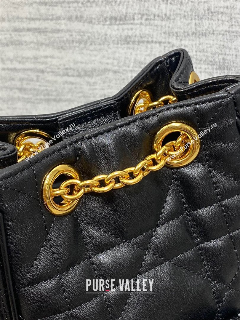 Dior Mini Caro Multicarry Backpack Bag in Macrocannage Lambskin Black 2025 M3375 (XXG-250806018)