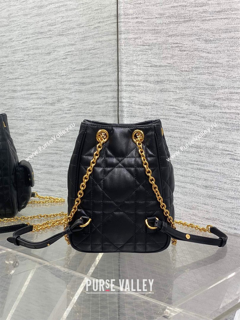Dior Mini Caro Multicarry Backpack Bag in Macrocannage Lambskin Black 2025 M3375 (XXG-250806018)