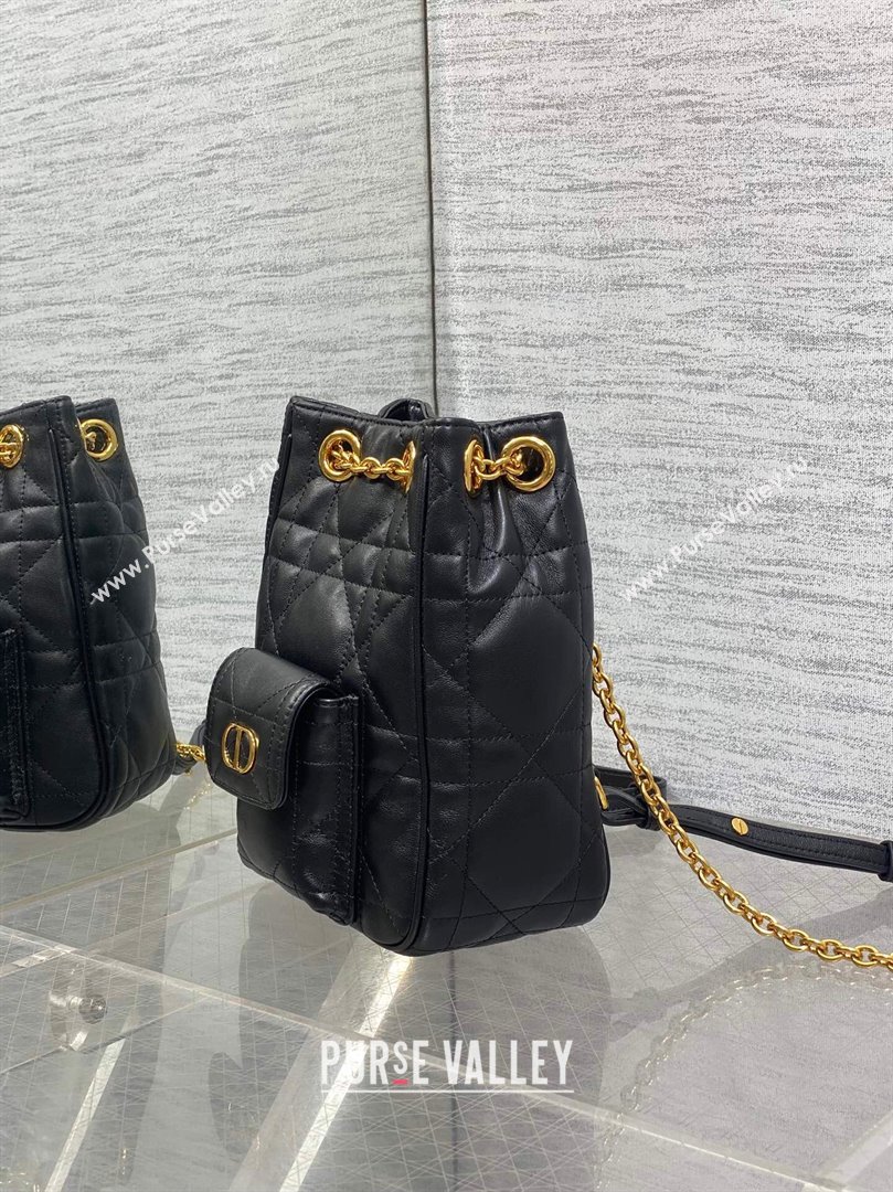 Dior Mini Caro Multicarry Backpack Bag in Macrocannage Lambskin Black 2025 M3375 (XXG-250806018)