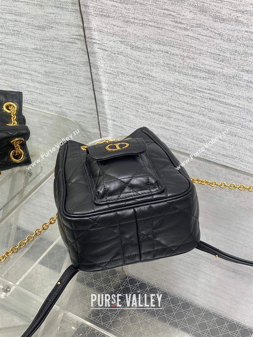 Dior Mini Caro Multicarry Backpack Bag in Macrocannage Lambskin Black 2025 M3375 (XXG-250806018)