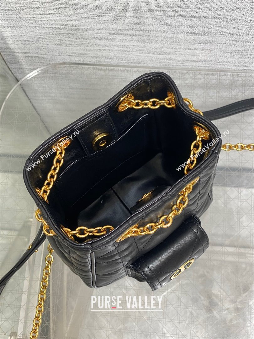 Dior Mini Caro Multicarry Backpack Bag in Macrocannage Lambskin Black 2025 M3375 (XXG-250806018)