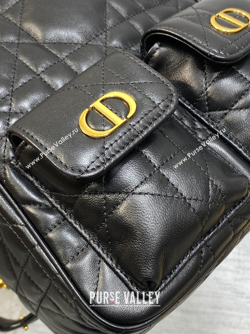 Dior Medium Caro Multicarry Backpack Bag in Macrocannage Lambskin Black 2025 M3375 (XXG-250806022)