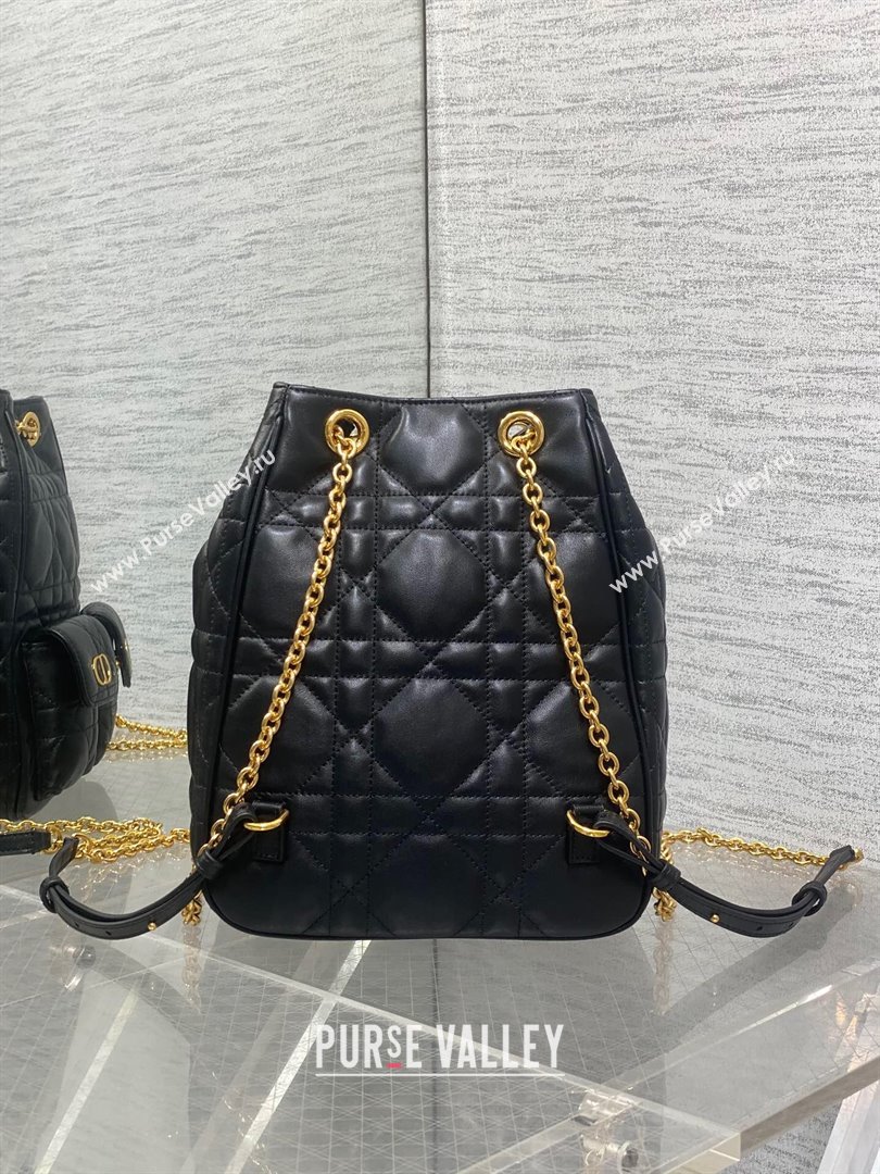 Dior Medium Caro Multicarry Backpack Bag in Macrocannage Lambskin Black 2025 M3375 (XXG-250806022)